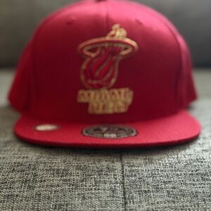 Red Miami Heat Snapback Hat 2015